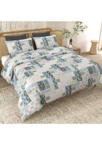 Ensemble de couette en coton, motif géométrique patchwork, literie 3 pièces, style moderne respirant, housse de couette, drap, taie d'oreiller pour toutes les saisons - Product Image 3