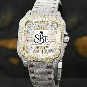 Montre carrée simple de fabrication indienne, mouvement à quartz, boîtier en acier inoxydable, verre saphir, 41 mm, fermoir papillon - Product Image 1