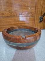 Cendrier rond classique en résine et bois fait main avec couleur personnalisée pour la décoration de la maison