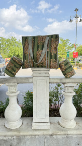 Sac fourre-tout en toile de coton imprimé léopard bohème avec fermeture éclair, broderie, style vintage, mode estivale, plage, motif rayé vert intégral 4 - Product Image 3