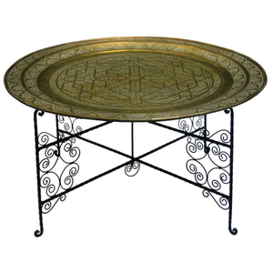 Table d'appoint minimaliste en métal avec plateau rond et base sculpturale en colonne, table basse moderne pour salon - Product Image 5