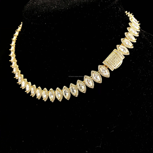 Hip Hop Bling Jewelry 925 Sterling <b>Silver</b> Marquise Cut Diamond <b>Tennis</b> Chains Custom Marquise Diamond <b>Tennis</b> <b>Necklace</b> - Product Image 3