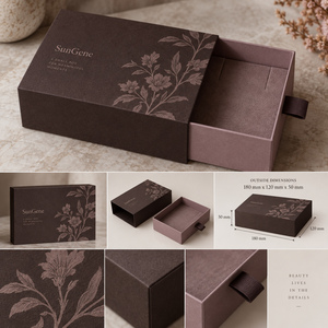 Boîte rigide à tiroir coulissant SunGene pour collier et pendentif en Espresso et Mauve Fumé - Product Image 5