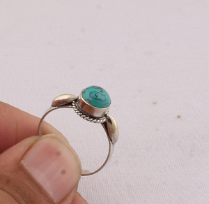 Natural <b>Turquoise</b> Bezel Setting Band <b>Ring</b> 925 Sterling Silver Women's Genuine Stone Purple Gemstone Wedding February - Product Image 3