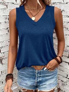 Camiseta sin mangas de algodón transpirable para mujer, diseño casual de cuello en V y sin mangas para un uso cómodo. - Product Image 4