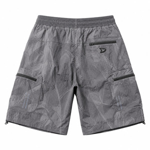 <b>Silver</b> Grey Parachute Cargo <b>Shorts</b> Men (Homme) Y2K Baggy Crinkle Nylon Streetwear Multi-Pocket Drawstring Low MOQ Wholesale - Product Image 2