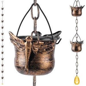 Chaîne de pluie artisanale en fer pour drainage de toiture et solution d'affichage d'ornements suspendus pour balcon rustique, avec option de marque privée - Product Image 1
