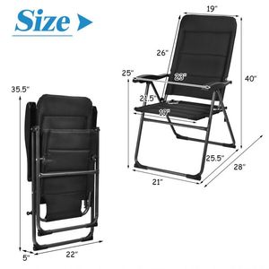 2 sillas plegables para patio al aire libre con respaldos ajustables para uso en bistró y patio trasero - Product Image 4