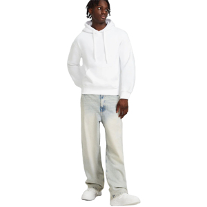 Sweat-shirt à capuche blanc pour homme, coupe ample, en coton French Terry, décontracté, pour l'automne, couleur unie, manches classiques, sweat-shirt tricoté - Product Image 1