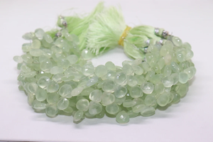 Venta al por mayor 8-9mm Prehnita facetada Briolette cuentas en forma de corazón 8 pulgadas corte lateral piedra Natural para la fabricación de joyas - Product Image 2