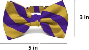 Noeud papillon formel pour homme en polyester, couleur unie violet et or, pré-noué et réglable, pour mariages, événements, cadeaux, décoration - Product Image 2