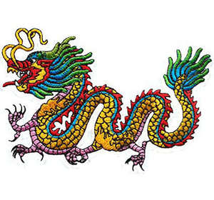 Grandes écussons brodés faits main pour le dos de veste, à thermocoller, motif dragon avec points de broderie, fabriqués par Triotake Industry - Product Image 1