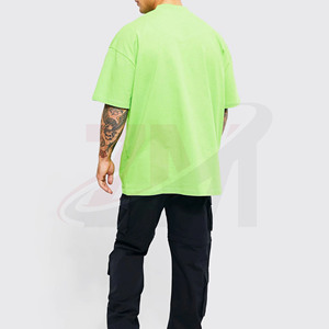Camiseta Casual de Verano, Lisa, Verde Claro, Oversize, 100% Algodón Lavado, 210 Gramos, Estilo Urbano, Hip Hop, Marca Personalizada para Hombre - Product Image 5