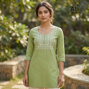 Nueva túnica corta de rayón grueso para mujer, talla grande, informal y para uso diario, estilo Kurti, con bordado de hilo, estilo túnica corta, top elegante. - Product Image 3