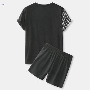 New Arrival Men's Summer Breathable Cotton Jogging Suit Custom Logo Cargo Shorts Lining Shirt 2 Piece <b>Set</b> Outfit Printed Pattern - Product Image 2