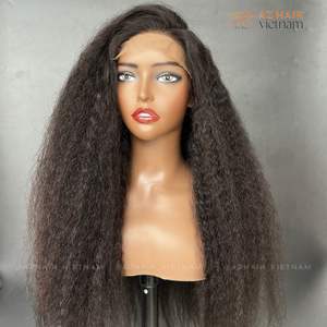 Peluca de densidad de Grado Superior 12A 180% Kinky Straight Super Double Drawn Color negro natural Cabello crudo Precio al por mayor vietnamita - Product Image 5