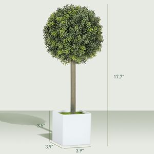 Set di 2 Piante Artificiali Realistiche, Sfere di Bosso Verde con 114 Foglie in PE per Decorazione Casa o Ufficio - Product Image 3