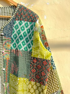 Veste matelassée indienne faite à la main 100 % coton, écologique, anti-plis, respirante, séchage rapide, avec poche avant, coupe classique, automne-hiver - Product Image 6
