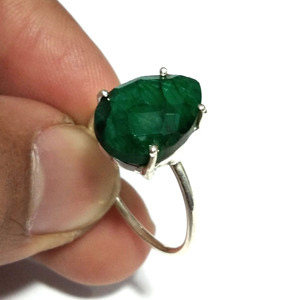 Anillo de Esmeralda Verde Natural, Plata de Ley 925, Joyería Hecha a Mano, Anillo de Diseño, Venta al Por Mayor - Product Image 4