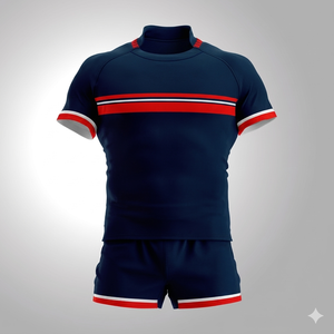 Ensemble de maillot de rugby respirant ajusté à manches courtes pour homme avec col montant zippé et motif à pois, vêtements de sport toutes saisons - Product Image 2