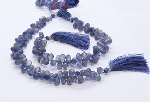 Perles d'iolite naturelle facettées en forme de goutte, perles de pierre précieuse d'iolite bleue, perles d'iolite facettées en forme de goutte pour la fabrication de bijoux, 8 pouces - Product Image 5