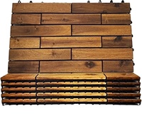 Carreaux de terrasse en acacia au design de parquet élégant pour balcon extérieur et sol au bord de la piscine 24x12 pouces