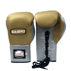 Guantes de boxeo de entrenamiento de cuero Real personalizados de alta calidad con empuñaduras de mano diseño con cordones para jugadores artistas marciales al por mayor - Product Image 1