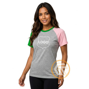 Alpha en gros |   Kapa T-shirt pour femme, vêtements de sororité, jersey de coton, T-shirt respirant de haute qualité, rose et vert - Product Image 2