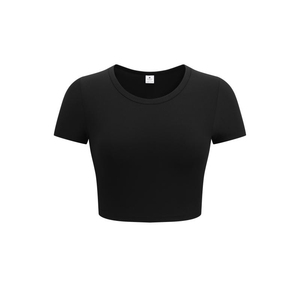 Haut court respirant pour femme, imprimé par transfert thermique, 95 % coton, 5 % élasthanne, 180 GSM, coupe facile - Product Image 2