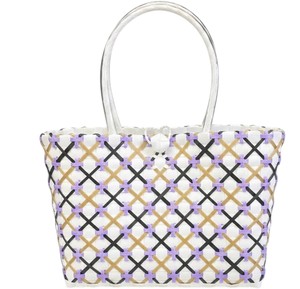 Bolso y cartera de mano de plástico tejido multicolor, hecho a mano, para uso diario informal, elegante, para mujer, ideal para la playa, vacaciones de verano, bolso de hombro. - Product Image 2
