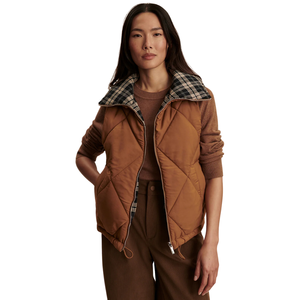 Gilet matelassé réversible pour femme, sans manches, doublure à carreaux, fermeture éclair sur le devant, chaud, décontracté, tendance, bodywarmer - Product Image 3