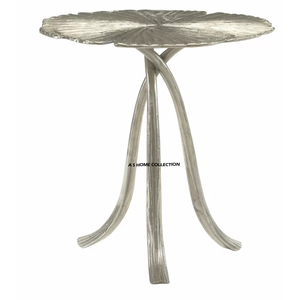 High Quality Luxury Side Table Antique <b>Silver</b> Finished Rounded <b>Top</b> Living Room Furniture At Inexpensive Price - Product Image 1