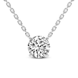 จี้เพชรทรงกลมแบบโซลิแทร์ 12k/14k/18k โรสโกลด์แท้ ประดับเพชรแล็บ คุณภาพ VS1, VVS1 รับรองโดย IGI สำหรับผู้หญิง - Product Image 1