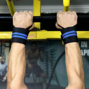 Bandes de maintien pour poignets en maille bleue à motifs, respirantes, pour haltérophilie, soutien professionnel pour la force athlétique - Product Image 2