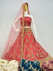 New Bridal Net Lehenga Choli con Full Jarkan Stone Work, Heavy Jaal Dupatta y Blusa | 10 Diseños, 6 Colores | Tendencias y Exigencia - Product Image 3