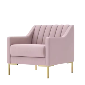 Modern pink velvet accent <b>chair</b> featuring a modern design and <b>gold</b> <b>legs</b>, offering comfortable, plush seating. - Product Image 2