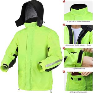 Combinaison de pluie légère pour moto avec design imperméable, ajustement réglable, veste à capuche, pantalon stable, matière respirante - Product Image 4