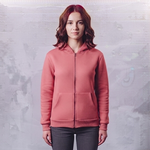 Sweat-shirt à capuche décontracté pour femme, couleur rose corail uni, manches longues, coupe classique - Product Image 6