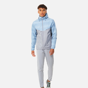 Conjunto Deportivo Personalizado de Dos Piezas en Bloques de Color de Nailon y Poliéster, Chaqueta con Capucha y Pantalones Cortos Deportivos, Cortavientos, para Hombre - Product Image 3