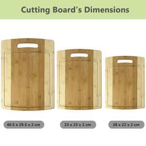 Juego de tablas de cortar de bambú carbonizado de madera maciza con mango fácil de agarrar y bandeja para jugos, tabla de cortar de madera de acacia completa - Product Image 4