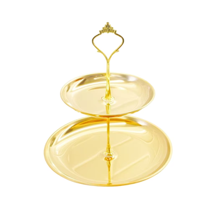 Top Arrival Three Tier Metal <b>Serving</b> Tray Stand Polished Gold Plant Design Glam Party Dessert Display - Product Image 6