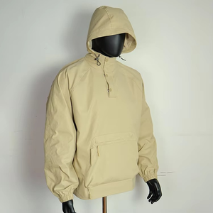 <b>Men</b> Minimalist Anorak Windbreaker Hoodie <b>Pullover</b> Lightweight Water Repellent Casual Outdoor Utility <b>Jacket</b> With Kangaroo Pocket - Product Image 2