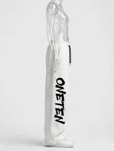 Pantalones Deportivos Blancos para Hombre ONETEN APPAREL, Cintura Elástica con Cordón, Estilo Casual, Bordado con Letras, Algodón de Peso Medio, Otoño - Product Image 2