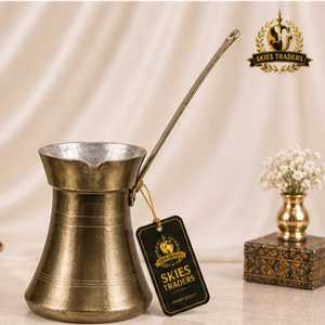 หม้อกาแฟทองแดงตีลายทำมือแบบตุรกี พร้อมด้ามไม้ - Product Image 2