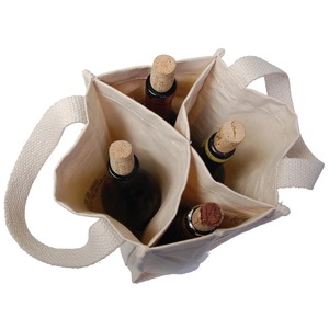 Cotton Canvas Bottle Gift Sleeve Reusable Beverage Tote - Product Image 5