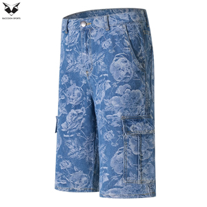 Shorts en jean pour hommes, style unique haut de gamme, nouvelle collection, coupe ample, streetwear, logo personnalisé disponible, vente en gros - Product Image 2