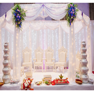 Sillas Mandap para Ceremonia de Boda India, Juego de Sillas Mandap Blancas Puras de Madera Tallada para Boda en Mandap, Melbourne - Product Image 1