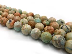 Perles de pierre précieuse turquoise naturelle de Mongolie, lisses, rondes, brin complet, non traitées, pour la fabrication de bijoux - Product Image 4