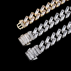 Exclusive Women's 18K Gold Filled Moissanite Diamond <b>Necklace</b> Baguette Cut Channel Setting Geometric Link <b>Chain</b> Party Jewelry - Product Image 5