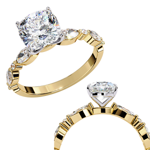 Anillo de Compromiso con Diamante Cultivado en Laboratorio Certificado por IGI, Oro Sólido de 14k, Corte Cojín con Detalles Marquise, Fabricante de Joyería al por Mayor - Product Image 2